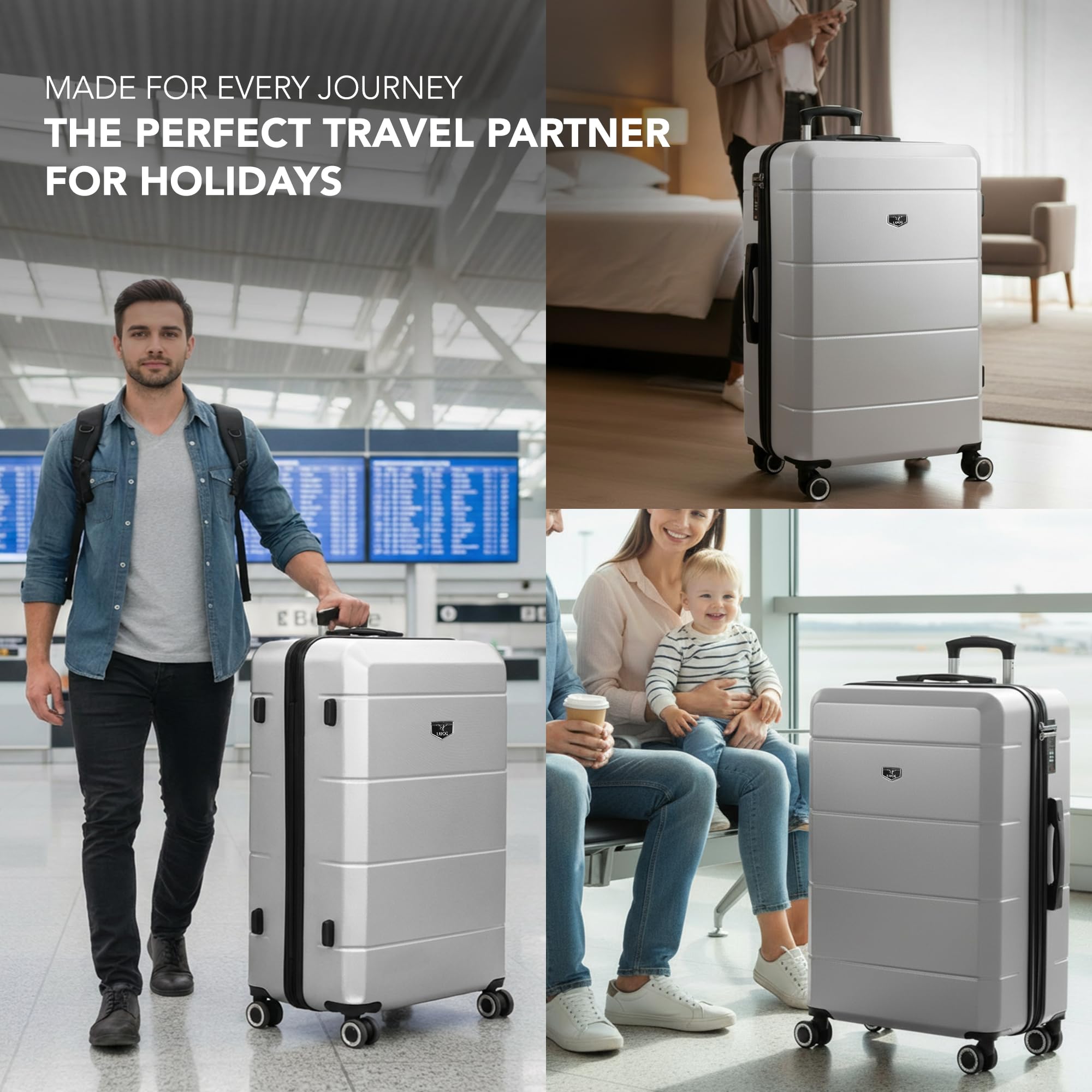 LUGG - Jetset 40cm Suitcase - 40x30x20cm- Ryanair Compatible - Underseat Size - Hard Shell ABS - Spinner & Removable Wheels - Lightweight Travel Luggage- Cream/Brown — view 210