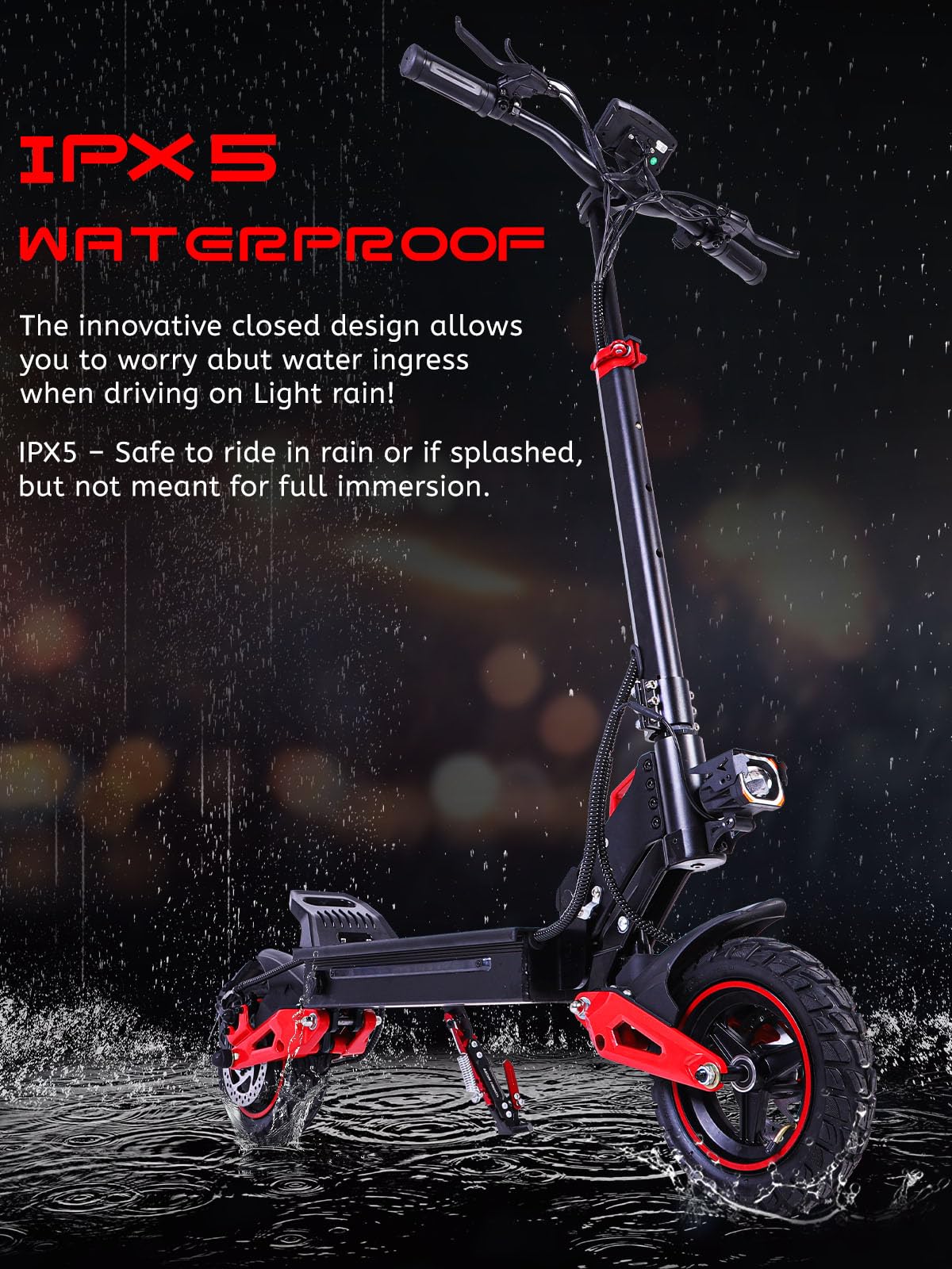 Monopattino Elettrico Adulto, 45-55KM 48V/18Ah, 10,5 pollici Fuoristrada Monopattino Elettrico Adulti Pieghevole, Doppio Ammortizzatore e Freni a Disco Anteriori e Posteriori, Carico 150kg