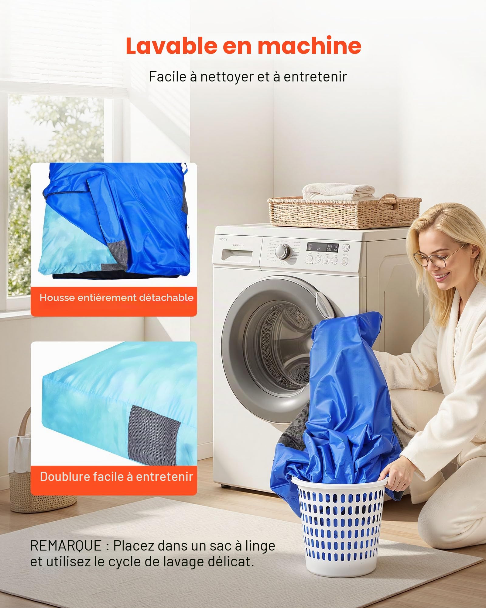 VEVOR Bloc de Réception 150x150x30 cm, Tapis de Chute Épais avec Bloc de Mousse Housse Lavable, pour Sécurité dans la Salle Sensorielle, Matelas de Réception avec Grande Zone d'Atterrissage Moelleuse
