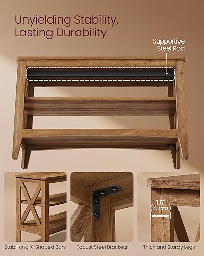 Miniatura 6 de VASAGLE, Banco de almacenamiento de entrada, zapatero de 2 niveles, 11.8 x 31.5 x 18.9 pulgadas, soporta hasta 300 libras, estilo granja, para sala