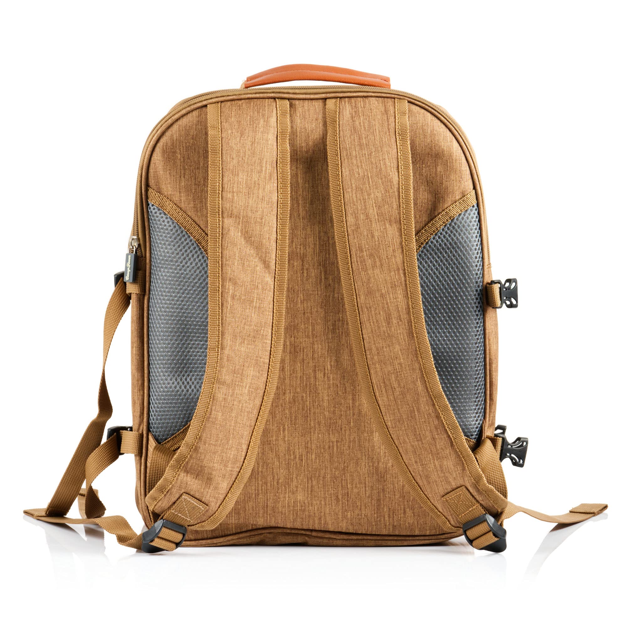 BRUBAKER Picknickrucksack mit Flaschenhalter 4 Personen Kühlfach Schwarz Silber BRUBAKER Picknickrucksack mit Flaschenhalter 4 Personen Kühlfach Schwarz Silber