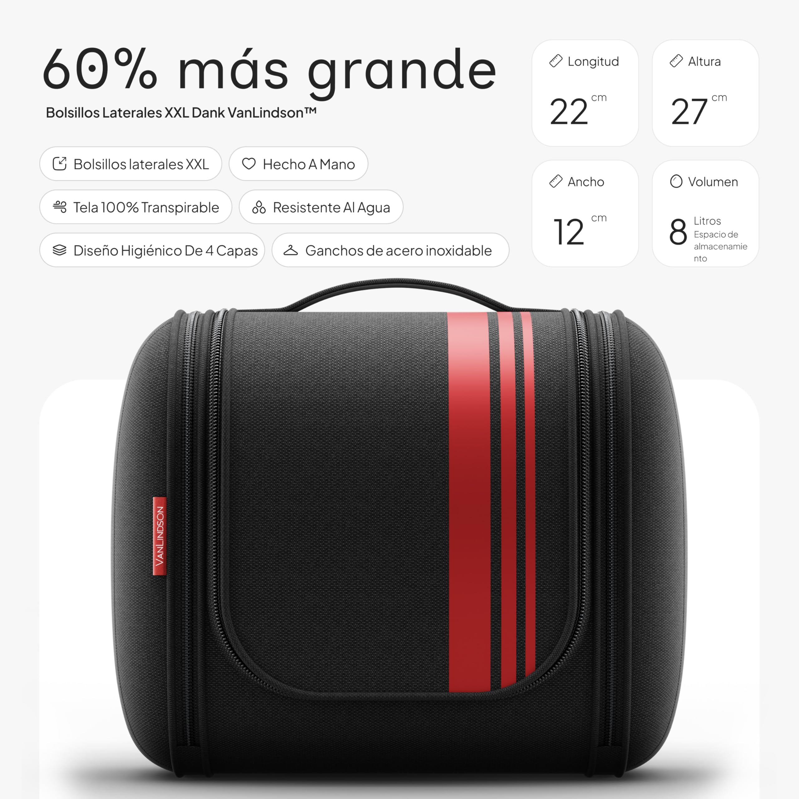 Luxury Neceser de Viaje [Diseño 2025, 8 litros de Espacio] - Neceser Maquillaje Organizador para Hombre y Mujer, Bolsa de Aseo y Viaje Colgante