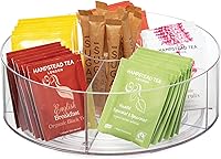 Vista 2 de iDesign Cabinet Binz Divided Rotating Turntable Tea Packet Organizer, 9" x 9" x 3.01", Clear