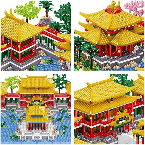 Miniatura 4 de Chinese Architecture - Juego de microbloques de construcción de 4951 piezas, juego de micro construcción de palacio de verano antiguo, modelo de