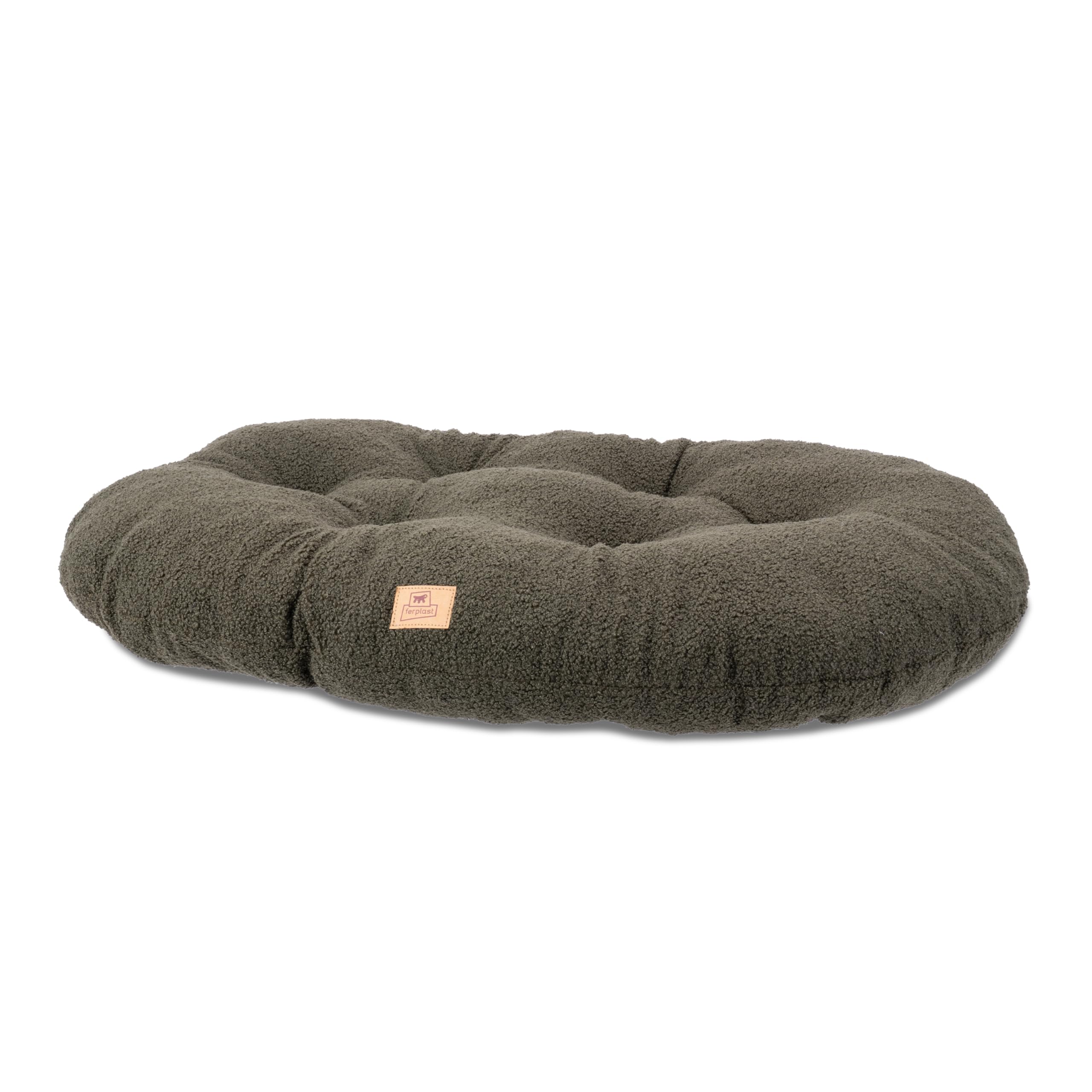 Ferplast Cuccia Cane Cuscino per Cani grandi, Cuccia Gatto, Tessuto Lavabile in Bouclé Sintetico, Imbottitura Soffice, 85 x 55 x h 5 cm. Verde