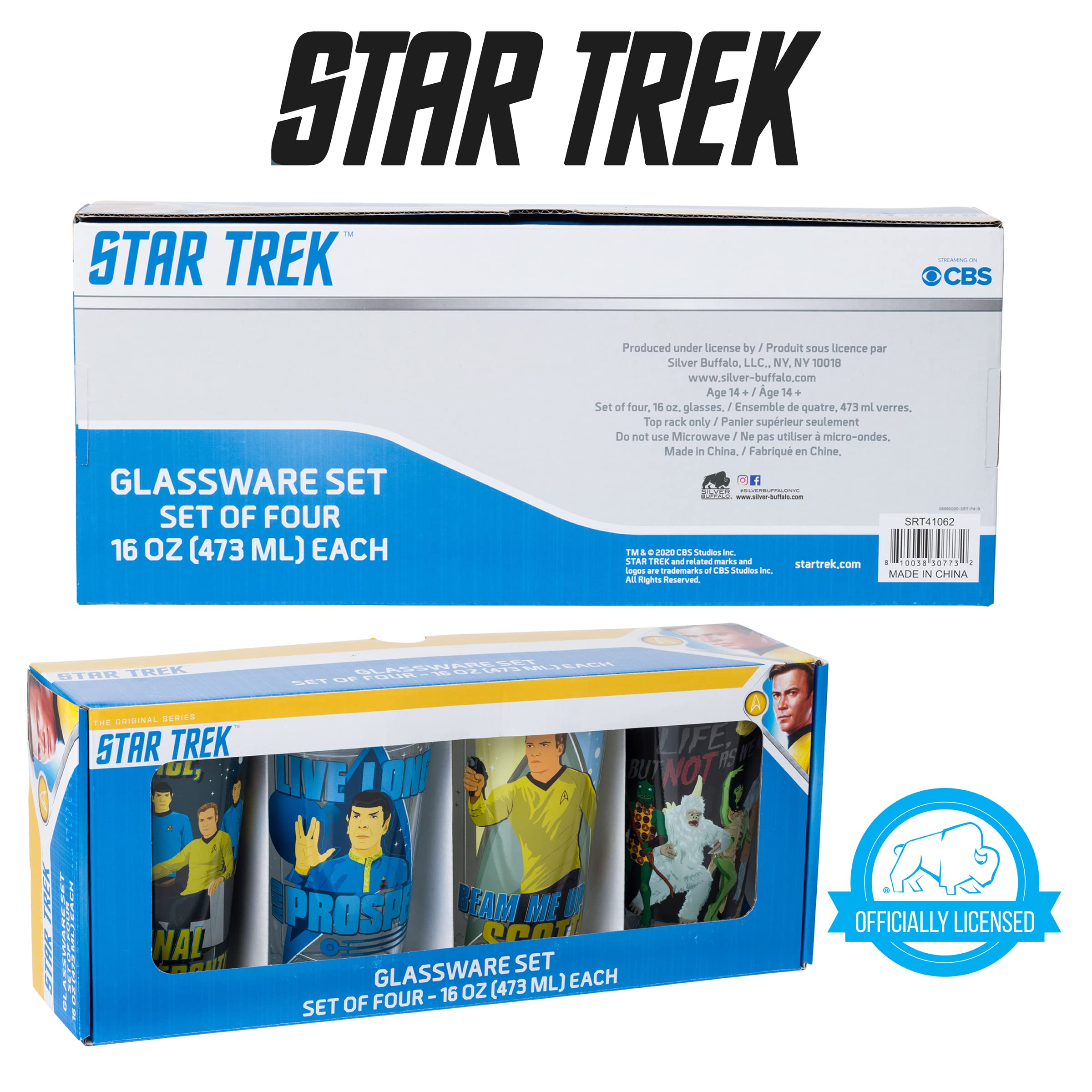 Silver Buffalo Star Trek Life Scotty Prosper Lot de 4 verres à bière 473 ml