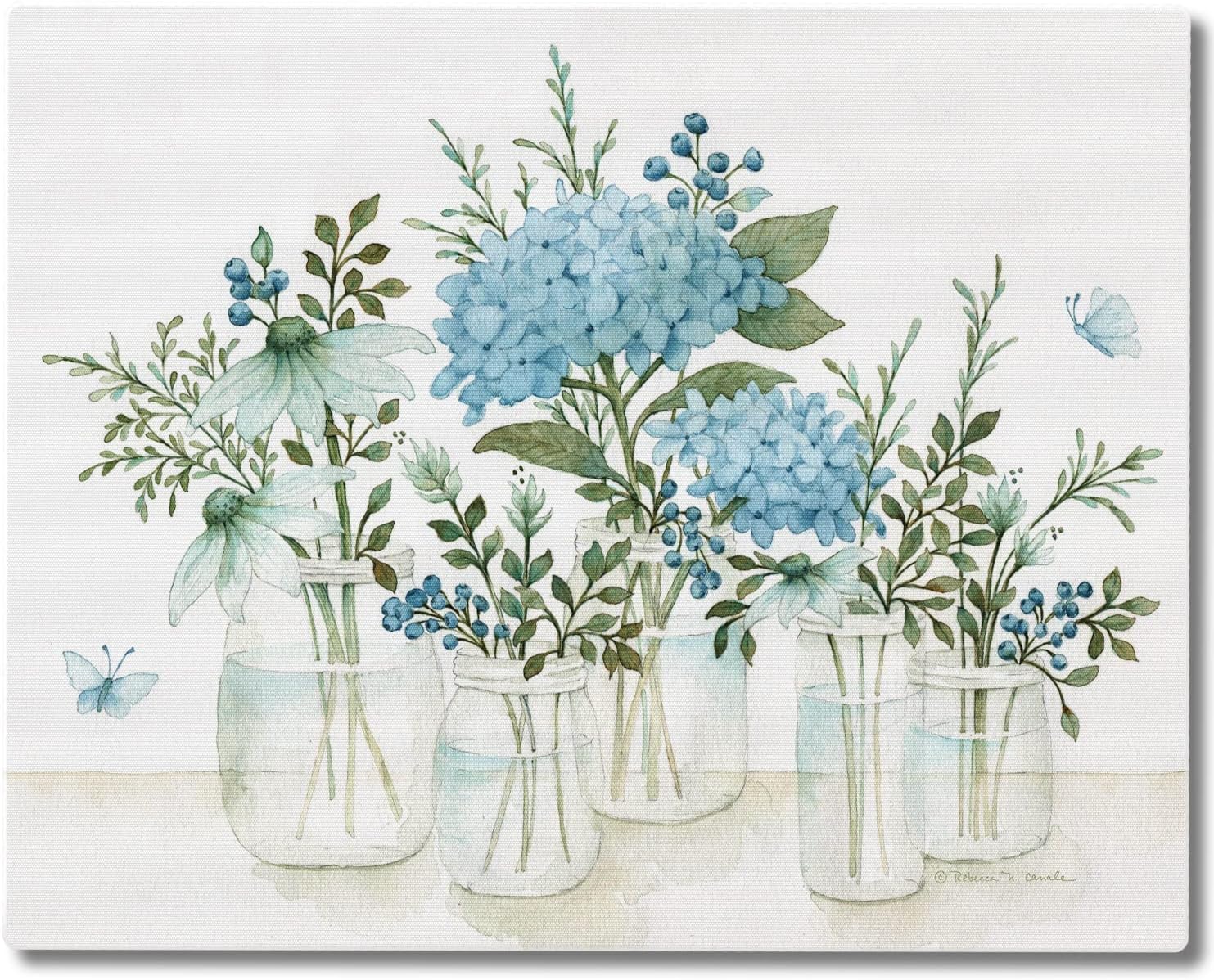 CounterArt Mason Jars & Florals 3mm Heat Tolerant Tempered Glass Cutting Board 15” x 12” Manufactured in the USA Dishwasher Safe