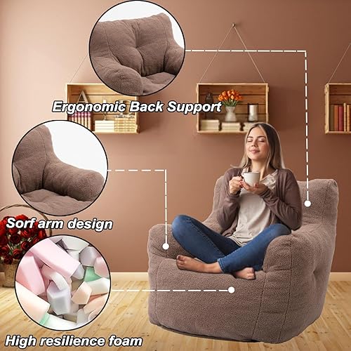 Miniatura 5 de HSONLINE Puf de 3 pies, acolchado suave relleno con relleno, lujoso puf con espuma de alto rebote para adultos y niños, sofá perezoso de felpa para