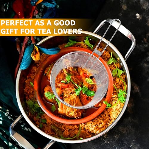 Miniatura 6 de Colador de pasta, colador de pasta, cesta de metal con asa, escurridor de pasta de acero inoxidable, colador de espaguetis, colador de malla de 6.3