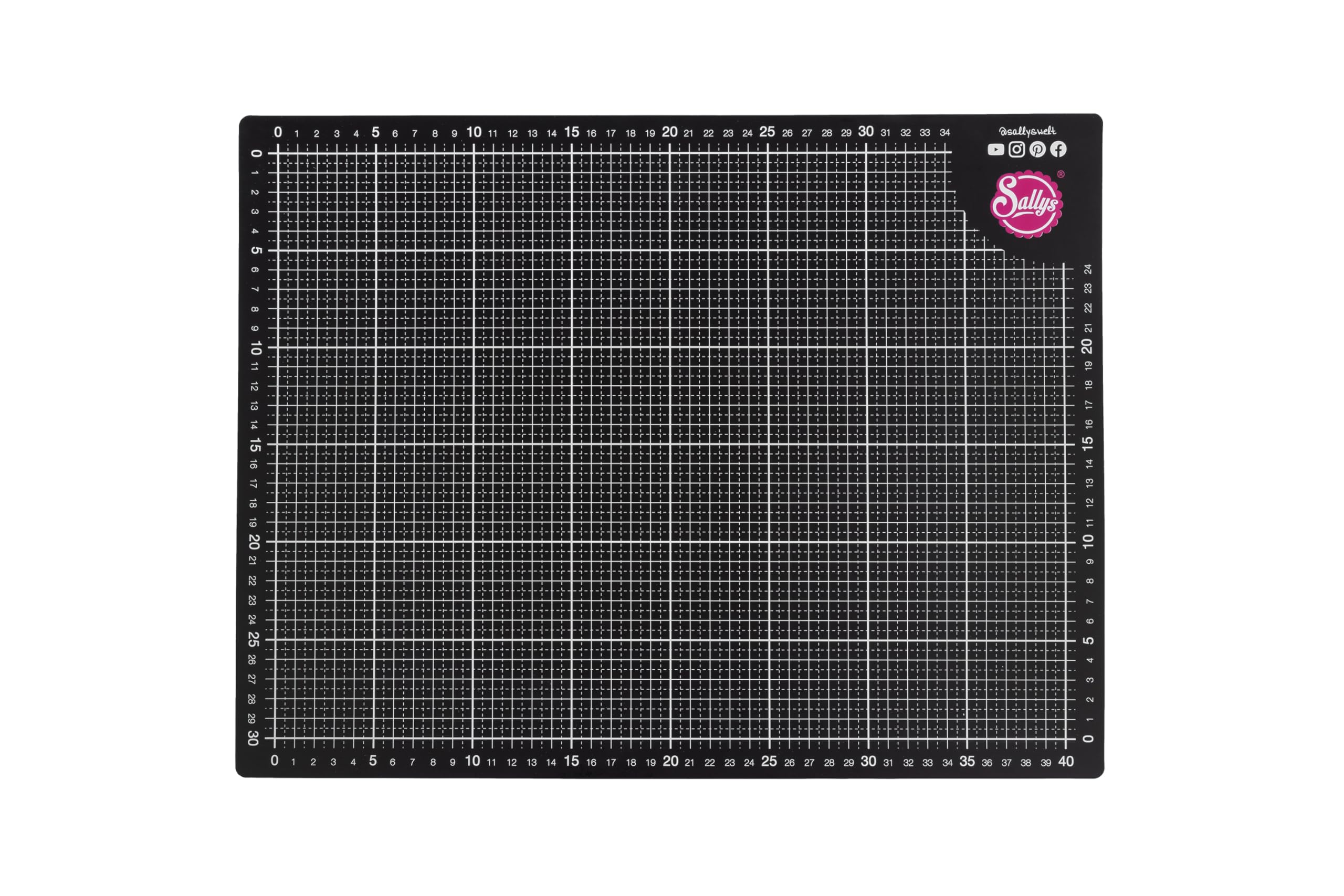 Sallys Schneidematte A3 Cutting Mat (44 x 34 cm, 3 mm dick) selbstheilende Oberfläche, beidseitig verwendbar, rutschfest, millimetergenaues Raster zum perfekten Abmessen