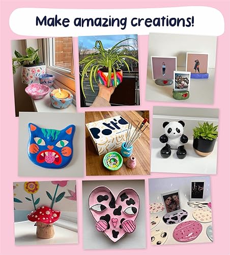 Miniatura 2 de Pott'd Arcilla seca al aire para adultos y principiantes Kit de cerámica para el hogar. El kit de manualidades de bricolaje incluye arcilla,