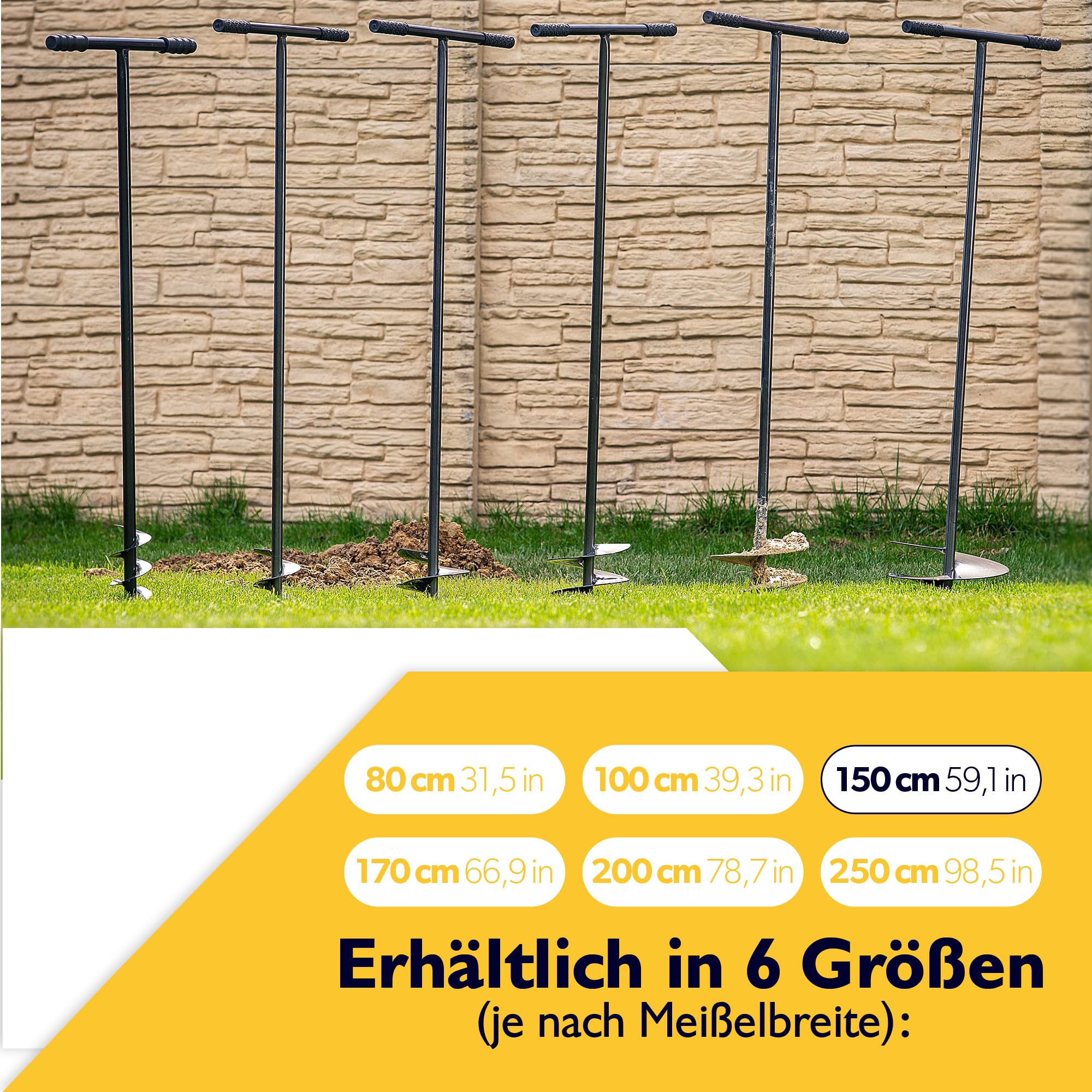 KADAX Erdbohrer aus Metall, Handbohrer, Spiralbohrer, Erdlochbohrer 150 mm