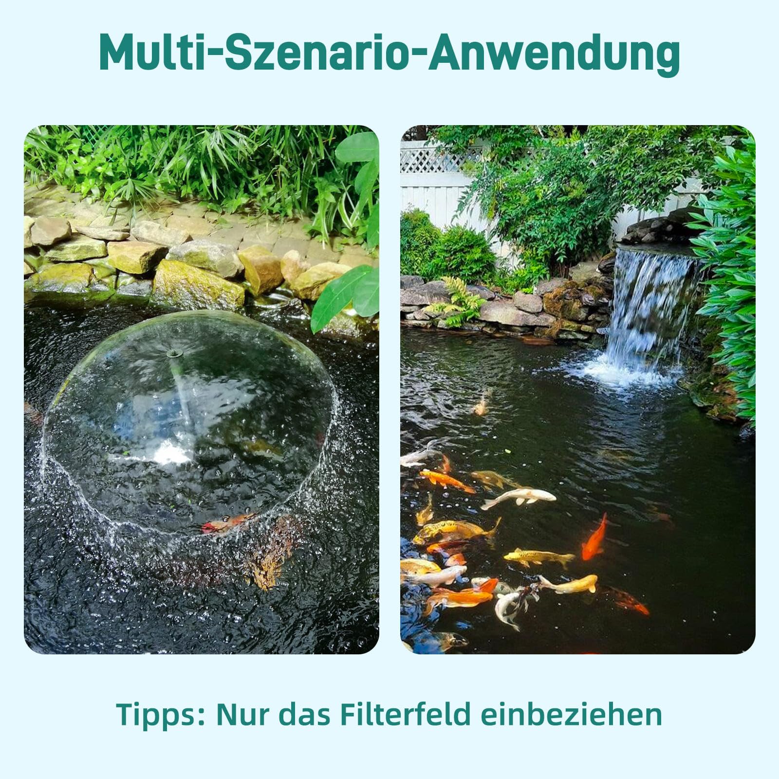 Biling Set completo di filtro per laghetto, utilizzato con pompa per laghetto solare, pompa per fontana, filtro per laghetto, cascata, sistema di filtrazione biologica per la protezione delle pompe
