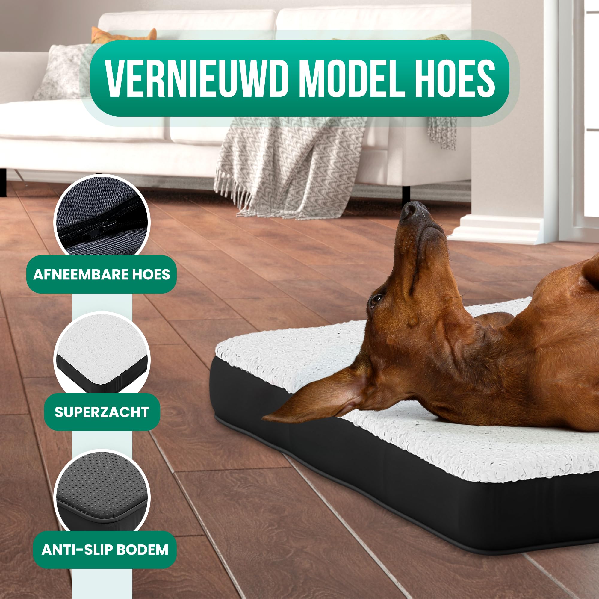 Avalo Coussin Chien Orthopédique L - 91x69 cm - Lavable/Mousse à Mémoire de Forme/Antidérapant - Panier Chien Orthopédique