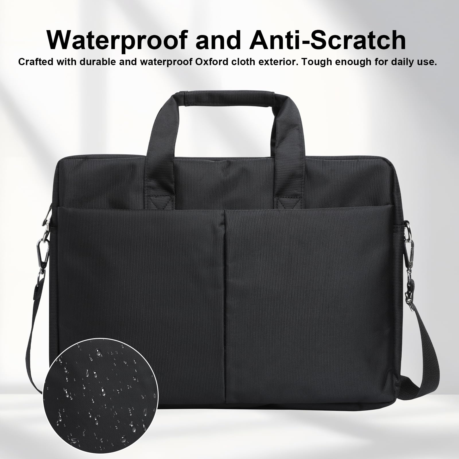 Cozary Borsa Porta PC 15, 15,6 e 16 Pollici, Porta PC Portatile, Custodia Computer Portatile, Impermeabile Borsa Messenger con Tracolla per Affari, Viaggi, Lavoro, Nera