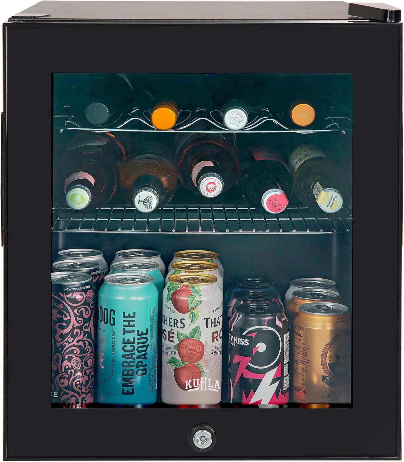 Kuhla Mini Fridge 46 Litre/38 Can Lockable Drinks & Beer Fridge Black