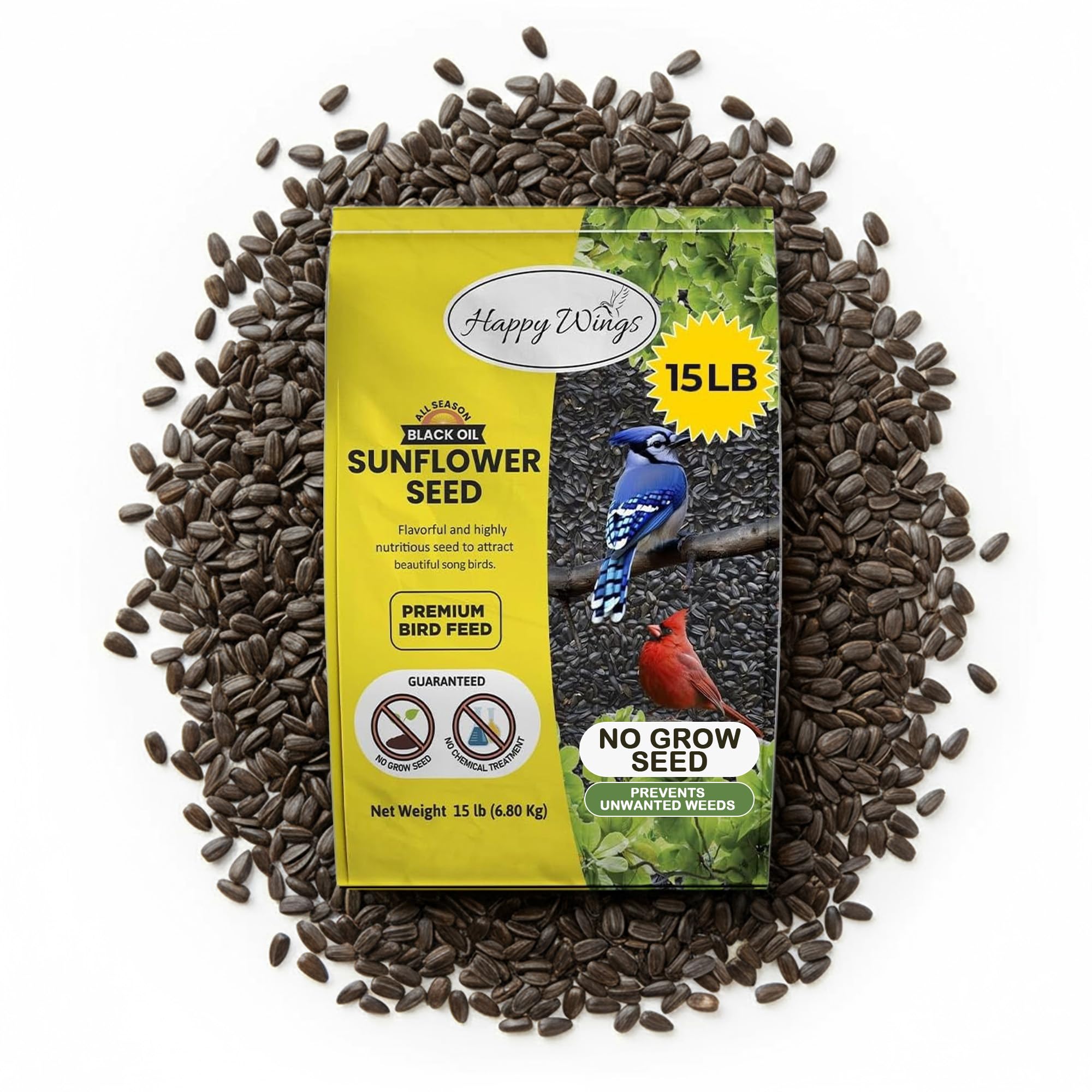 Happy Wings Black Oil Sunflower Seeds 15lbs