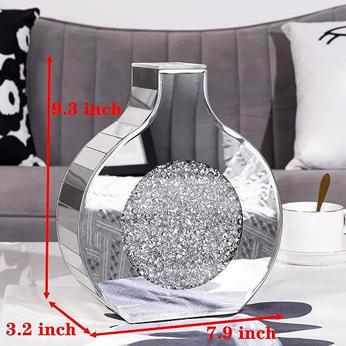 Miniatura 6 de Florero con acabado de espejo para decoración, jarrón decorativo de cristal para círculo de flores, donas, diamantes triturados, decoración del