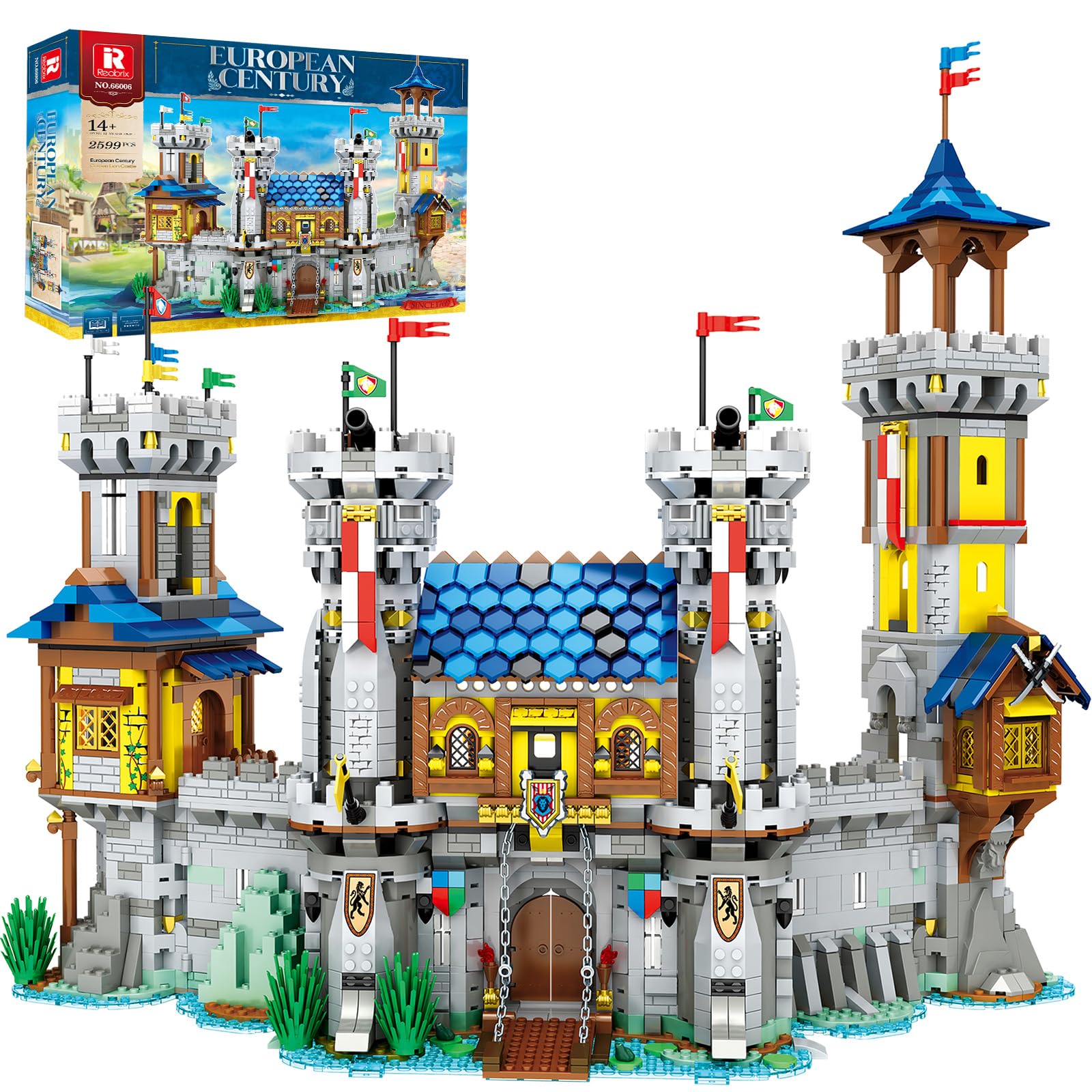 Reobrix Medieval Castle Building Sets for Adults, Medieval Architecture Set with Light, Collectible Model Home Office Dsplay Decor, Street View House Building Kits 66006, Gifts for Teens 14+ (2599Pcs)