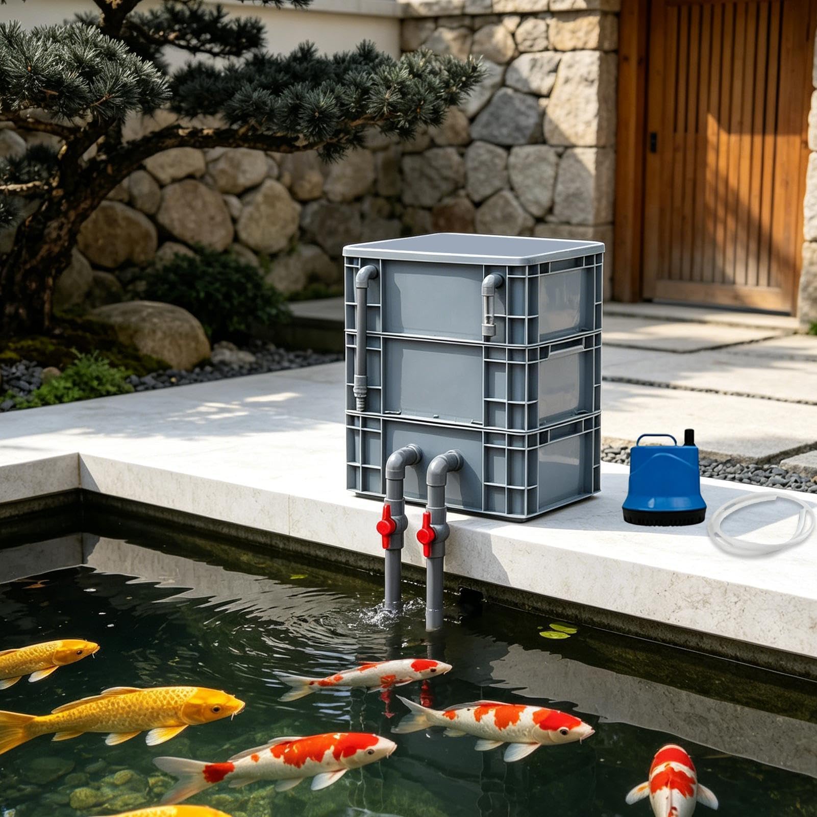 Aquarium Filter Für Aquarien Robuste Leise Umwälzpumpe | Schildkrötenbecken-Filter Wasserzyklus-Box-Kit Für Filtration Zirkulation Reinigung Innenbereich, Außenbereich Sowie Zu