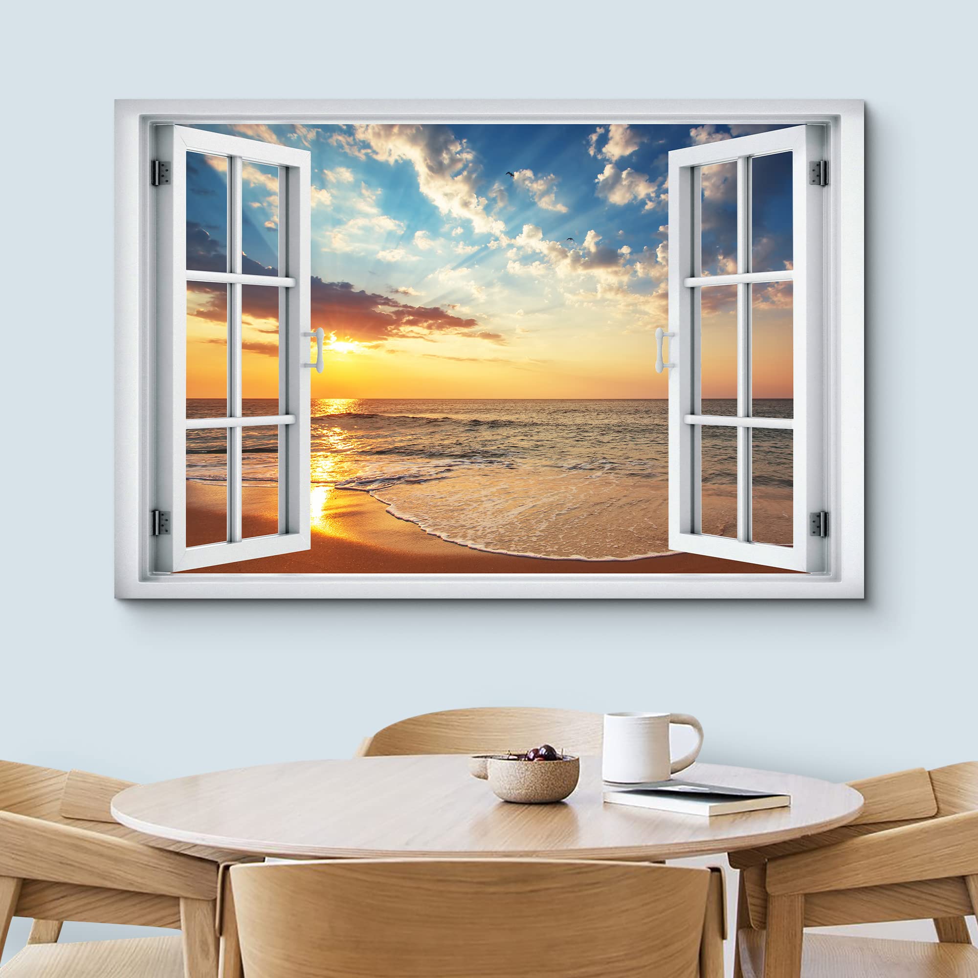 Amazon.com: wall26 Canvas Print Wall Art Window View Vibrant Blue