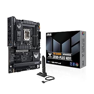 ASUS TUF Gaming Z890-PLUS WiFi Z890 LGA 1851 ATX Motherboard, Intel Core Ultra Series 2 Ready, Advanced AI PC-Ready, 16+1+2+1 Stages, DDR5, PCIe 5.0, Thunderbolt 4 Type-C, 4X M.2, Wi-Fi 7, 2.5Gb