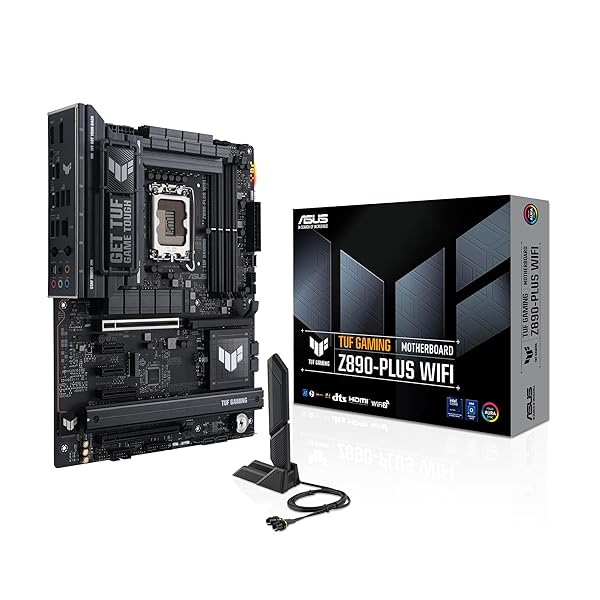 ASUS TUF Gaming Z890-PLUS WiFi Z890 LGA 1851 ATX Motherboard, Intel Core Ultra Series 2 Ready, Advanced AI PC-Ready, 16+1+2+1 Stages, DDR5, PCIe 5.0, Thunderbolt 4 Type-C, 4X M.2, Wi-Fi 7, 2.5Gb
