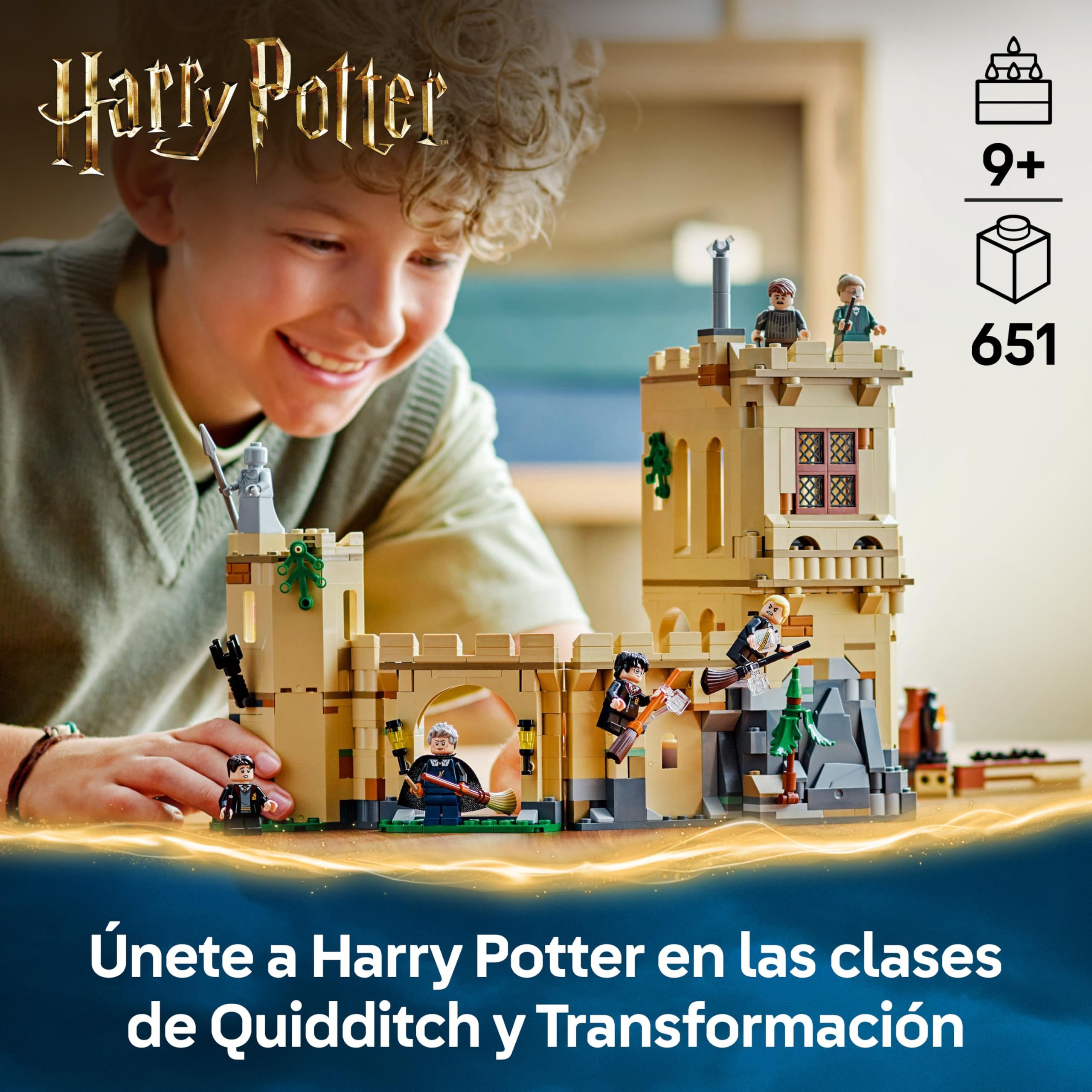 LEGO Harry Potter Castillo de Hogwarts: Clase de Vuelo y Quidditch con 6 Minifiguras Inc. Draco Malfoy y Profesora McGonagall para el Juego de rol, Juguete para Niños y Niñas de 9 Años o Más 76447