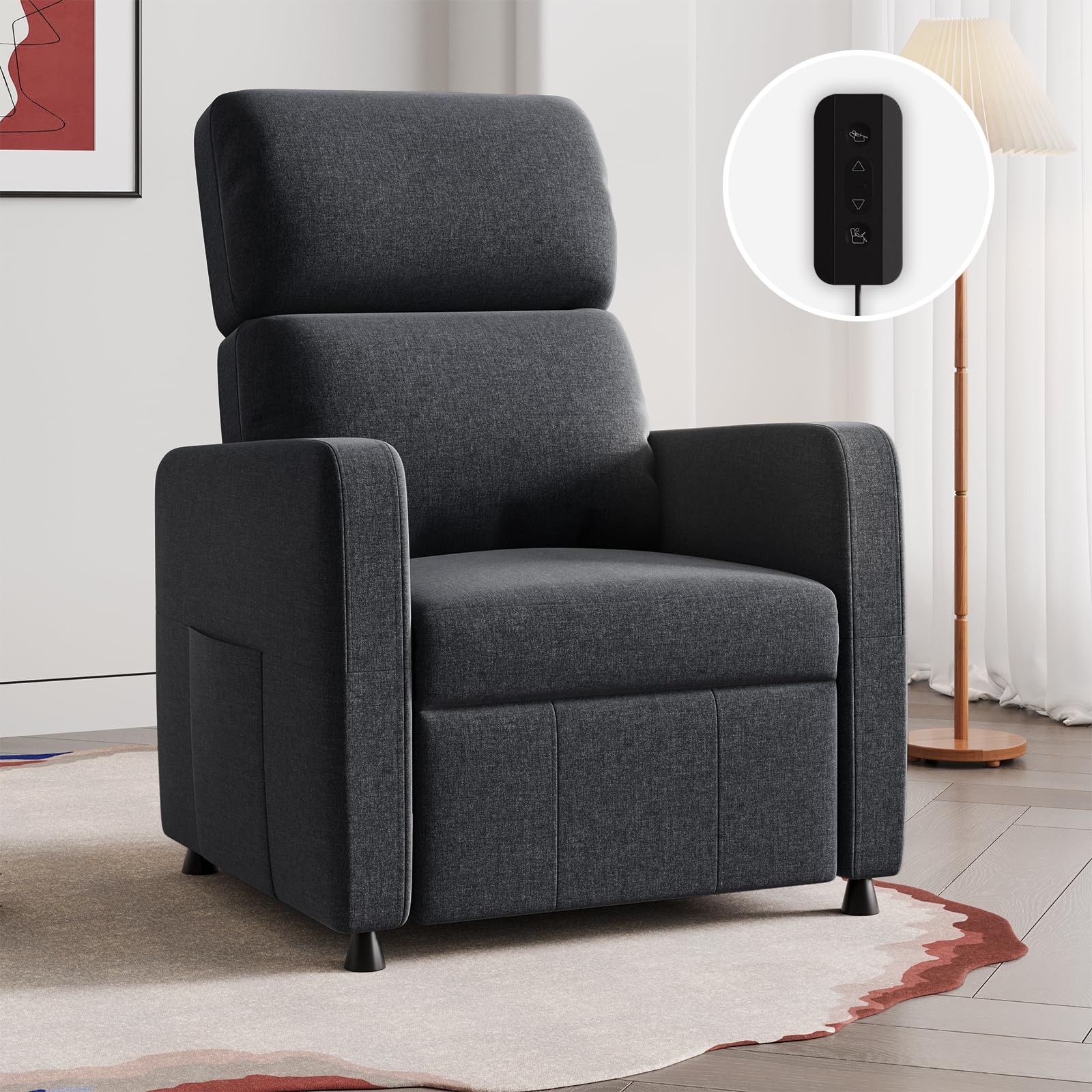 JUMMICO Poltrona di Relax Elettrica Reclinabile con Schienale Regolabile, Poltrona TV, per Camera, Soggiorno e Home Cinema, in materiale lino