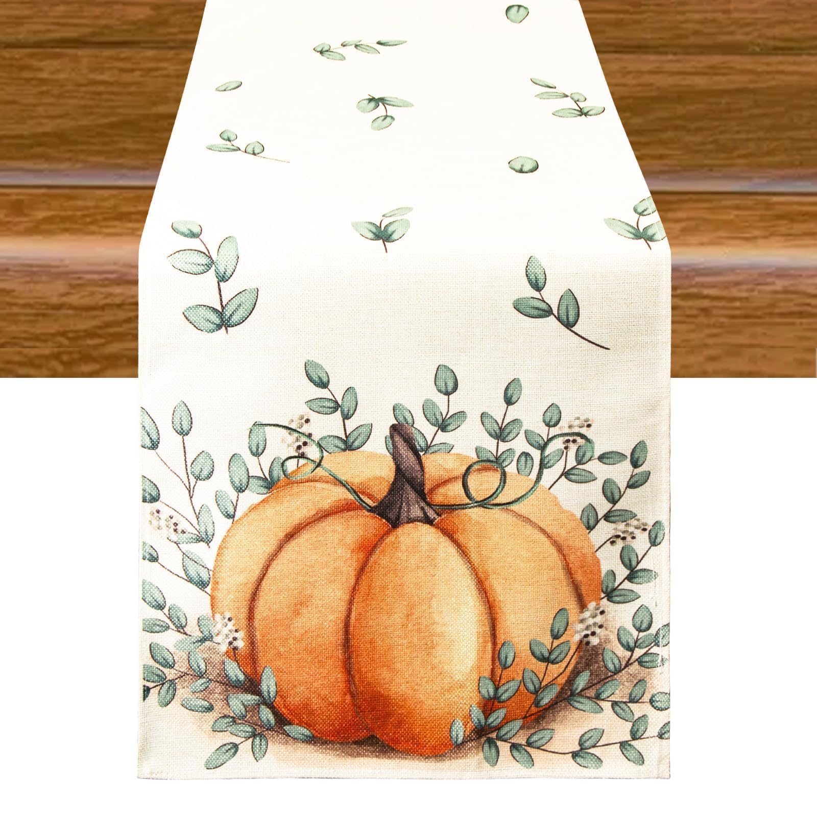 Aitsite Runner Da Tavola Autunnale, Autunno Decorazioni, Zucca Autumn Decor, Decorazione Runner Autunnale, Decorazione Per Esterni, Decorazioni Autunnali casa 40 X 180cm (Eucalyptus Pumpkin)