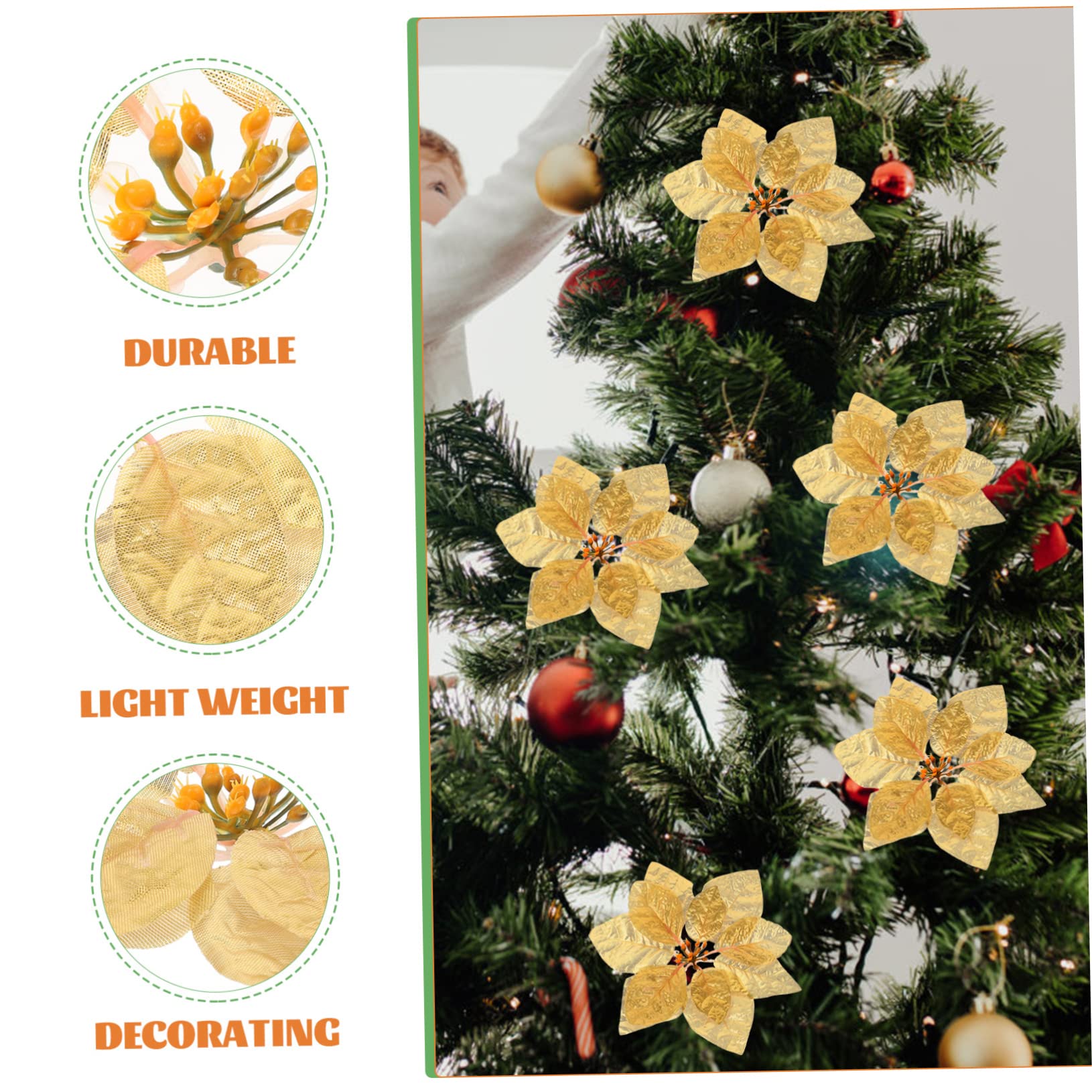 ABOOFAN 84piezas Flores Artificiales De Pascua Decoración Navideña De Poinsettia para Árboles Guirnaldas y Fiestas Atmosfera Festiva Asegurada