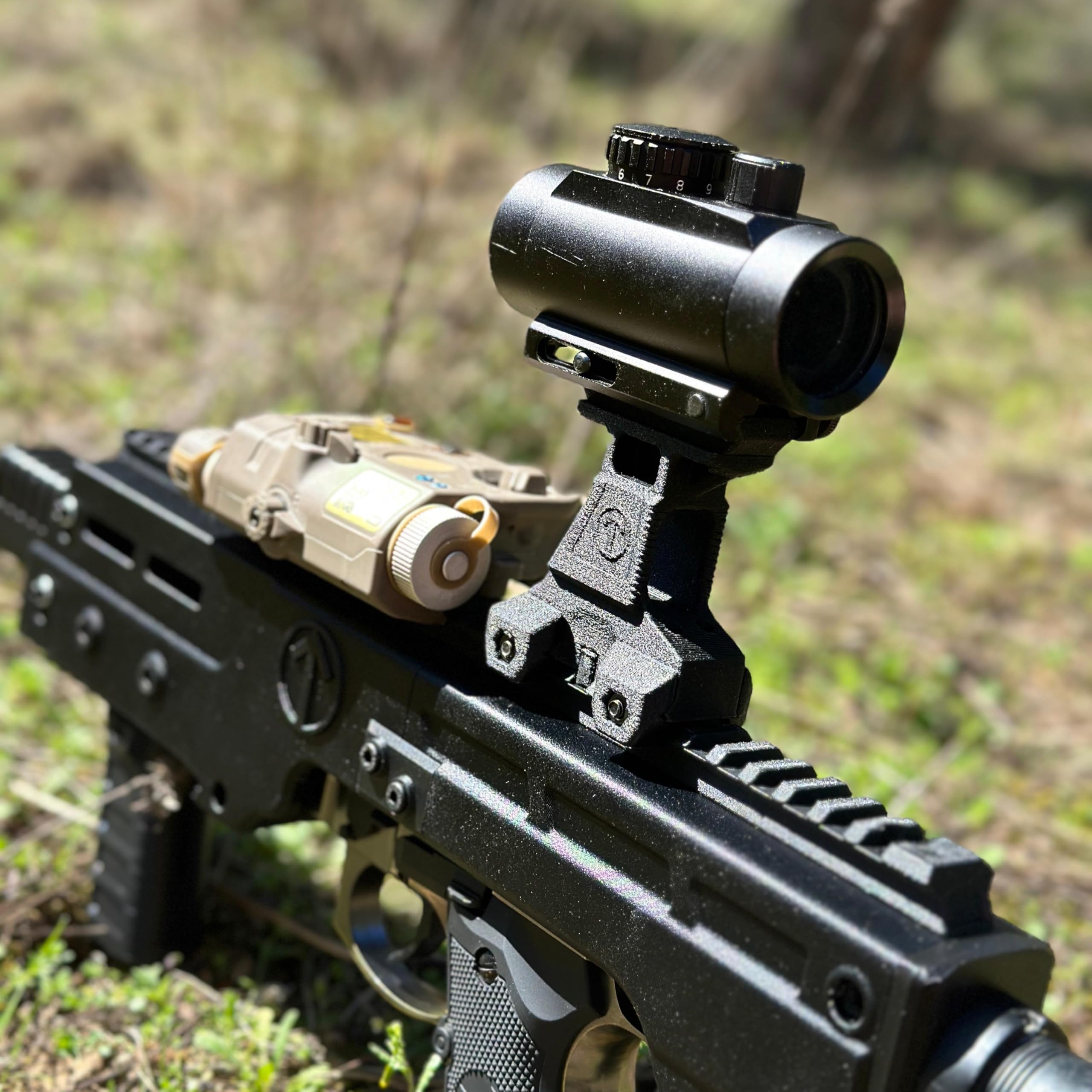 Viking Montura Elevadora Rail Picatinny Airsoft, Riser Mount, Soporte Táctico para Visores Red Dot y Ópticas, Fabricada en Polímero con Fibra de Carbono, Alta Resistencia y Ligereza
