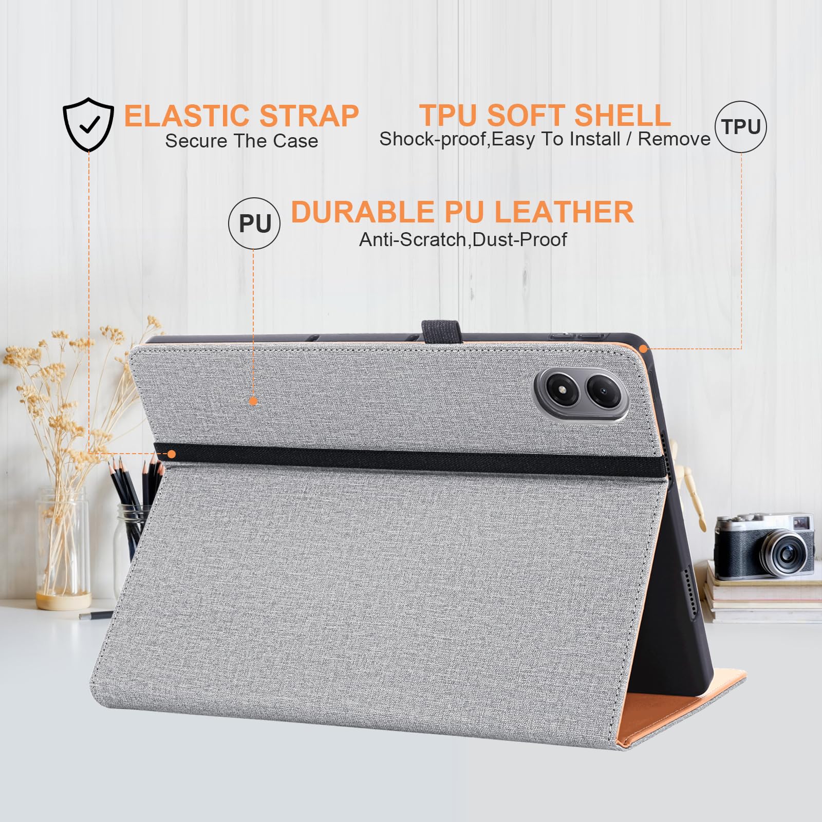 Etui do Redmi Pad 2 Pro z uchwytem na długopis, odporne na uderzenia, etui do Xiaomi Redmi Pad 2 Pro 5G 12,1 cala, szare