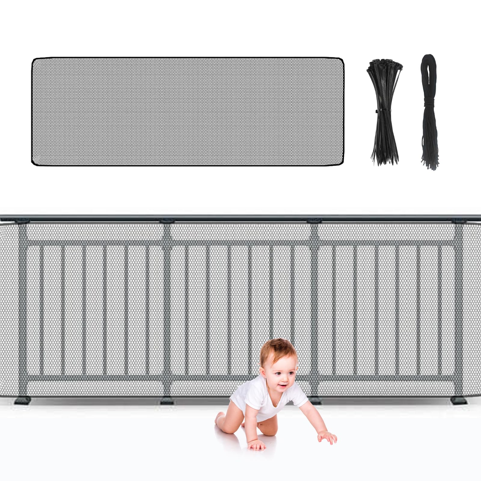 Red de Seguridads para Niños, Fuerte y Duradero Malla De Seguridad para Escaleras, Ajustable de Seguridad para Balcones, Fácil de Limpiar Barandilla Escaleras Mallas, Infantil, Mascotas