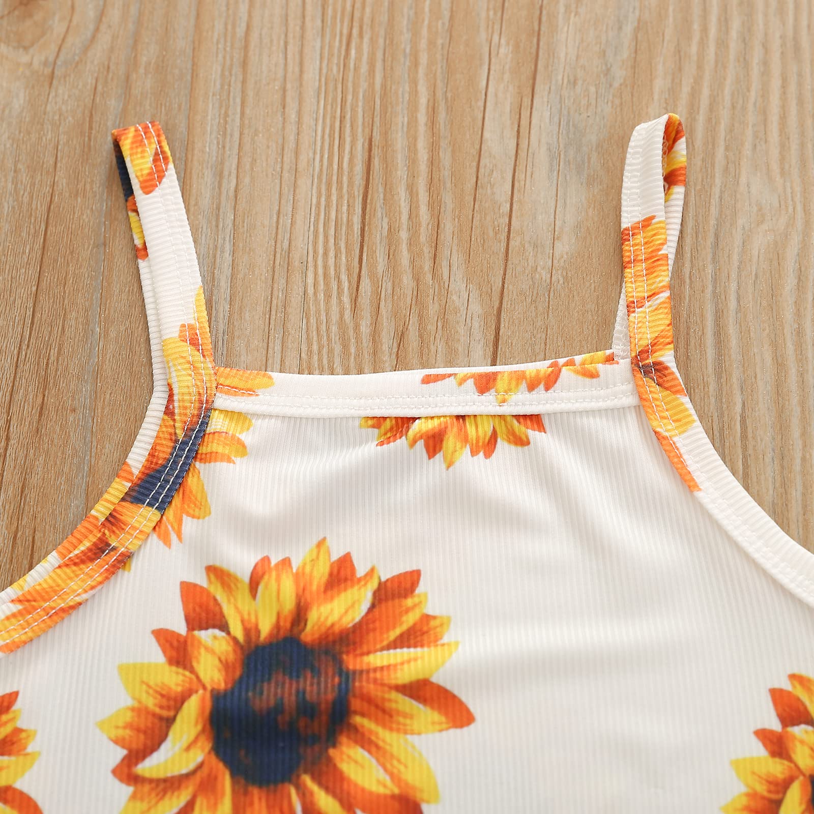 Toddler Kids Baby Girl Flare Outfits Strap Crop Tank Top Wide Leg Pants Bell Bottoms Summer Casual Clothes Set