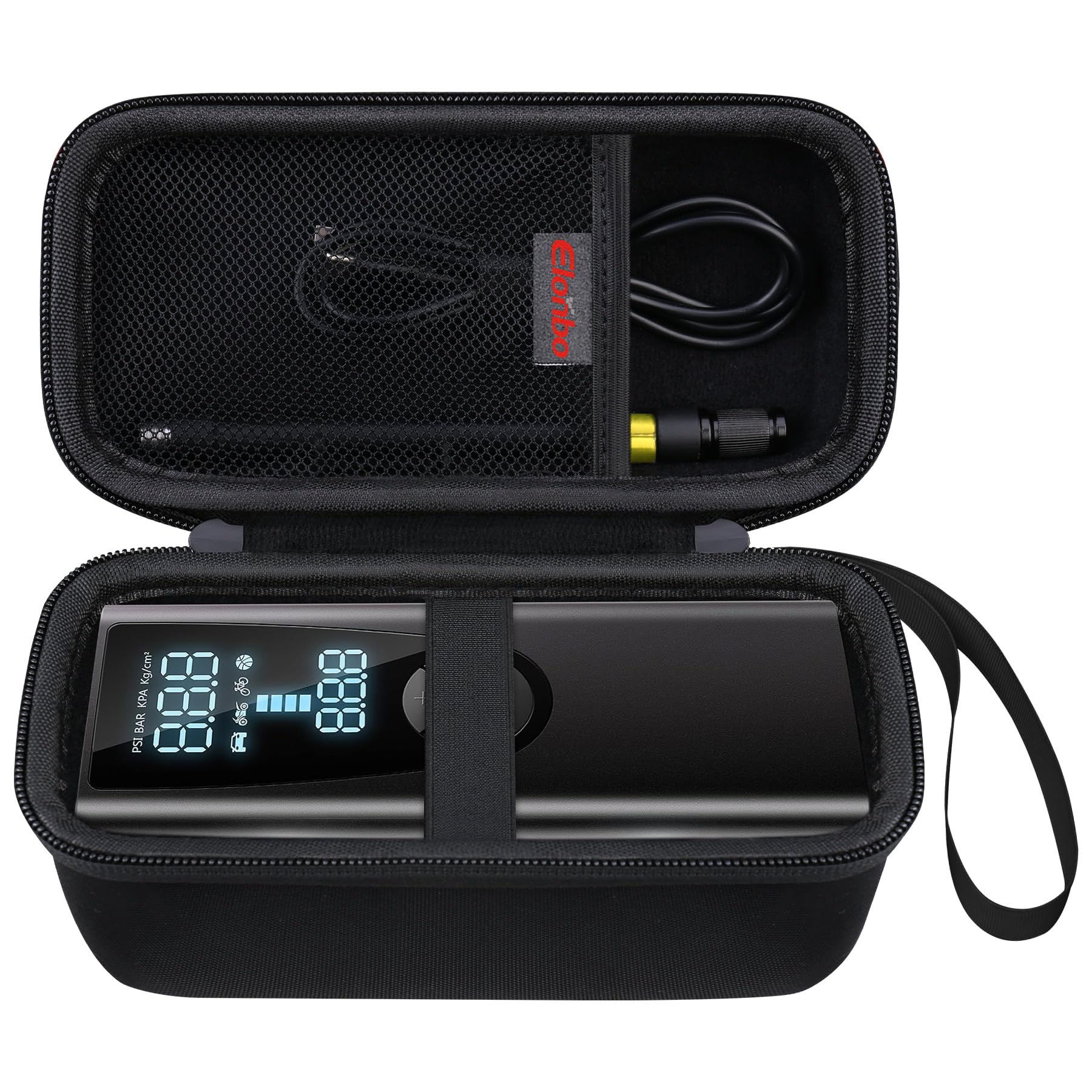 ElonboCarrying Case for Frarome Tire Inflator Portable Air Compressor, 150PSI Cordless Tire Pump Travel Holder Electric Air Pump Smart Tire Inflator Storage Bag, Black+Inside Black