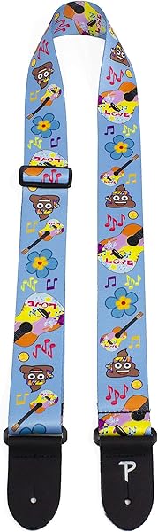 バレンタイン うんち柄 ギターグッズ Perri's Leathers Ltd. LPCPE-8252 2"熱転写絵文字ギターストラップ