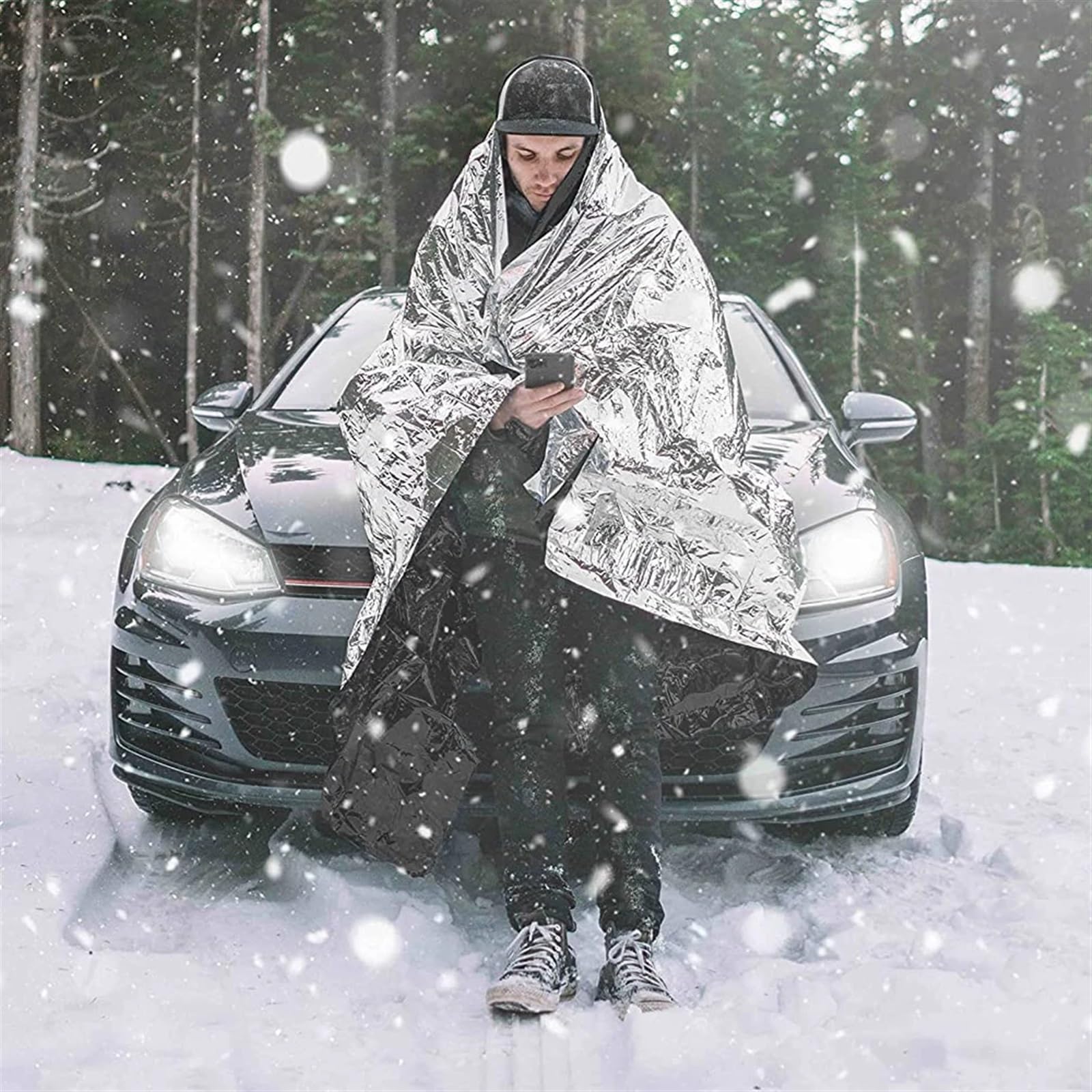 Rettungs-Notfalldecke, 1,6 x 2,1 m, Space Mylar Thermal for Outdoor, Wandern, Überleben, Erste-Hilfe-Set, Couverture De Survie(Ru,8pcs)