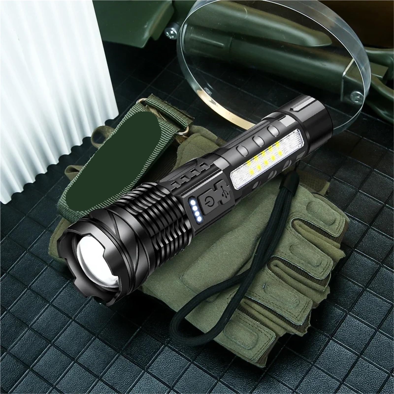 Torcia LED Torcia elettrica COB potente, portatile, ricaricabile, luminosa, LED for uso domestico,campeggio