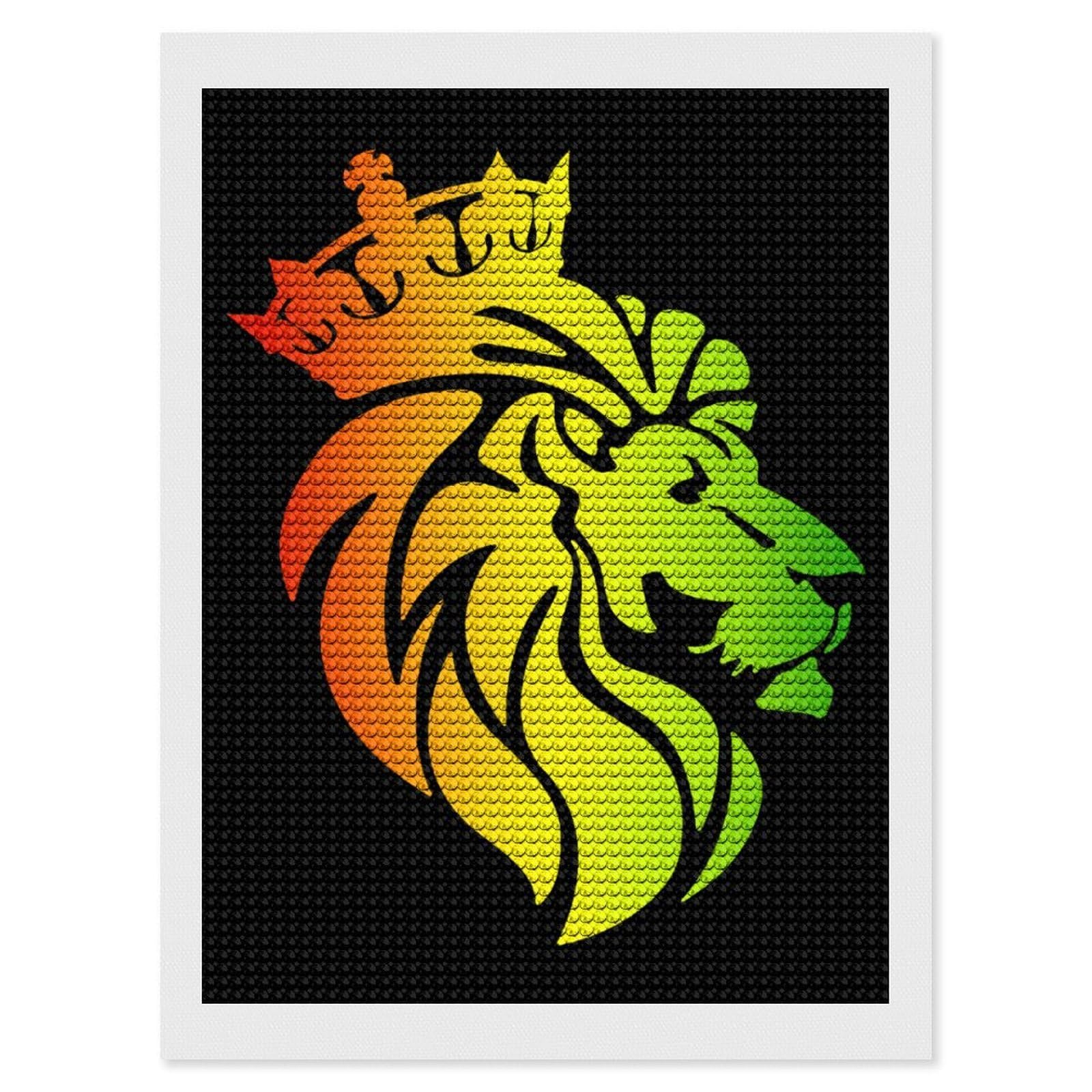 Nclqvjxzkhw Style Rasta Lion Crown Cool Diamond Art Painting For Adult Round Diamonds Pictures Arts Crafts Home Wall Decor 12"X16"
