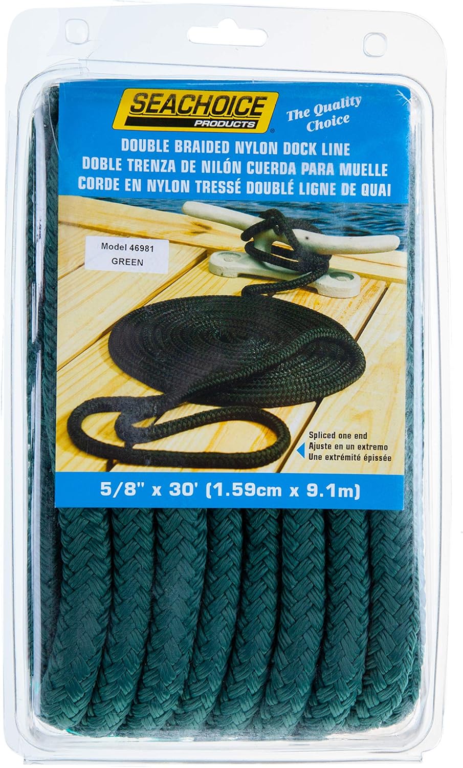 Seachoice Double Braid Nylon Dock Line with Eye Splice, PreShrunk