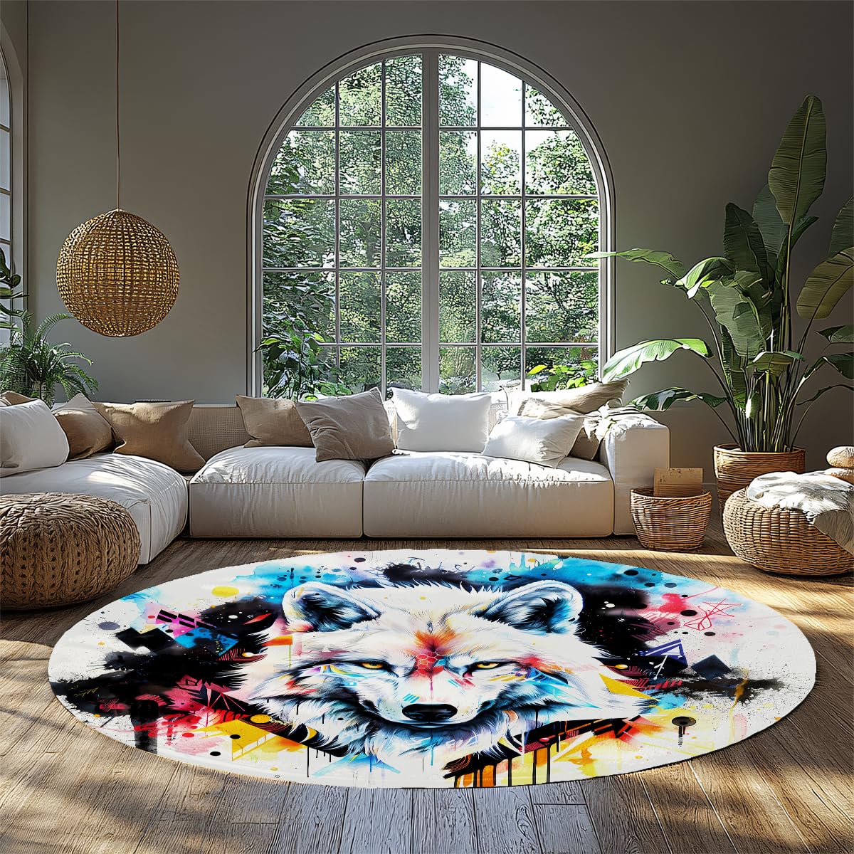 Tapis rond d'animaux 240cm : la solution fine pour décorer sans bloquer les portes