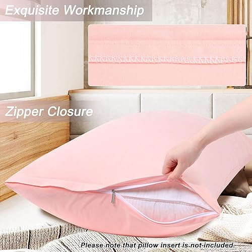 Miniatura 5 de PiccoCasa Funda de almohada 100% de algodón egipcio, 300 hilos, suave y transpirable, no se arruga, no se decolora, con cierre de cremallera, fundas