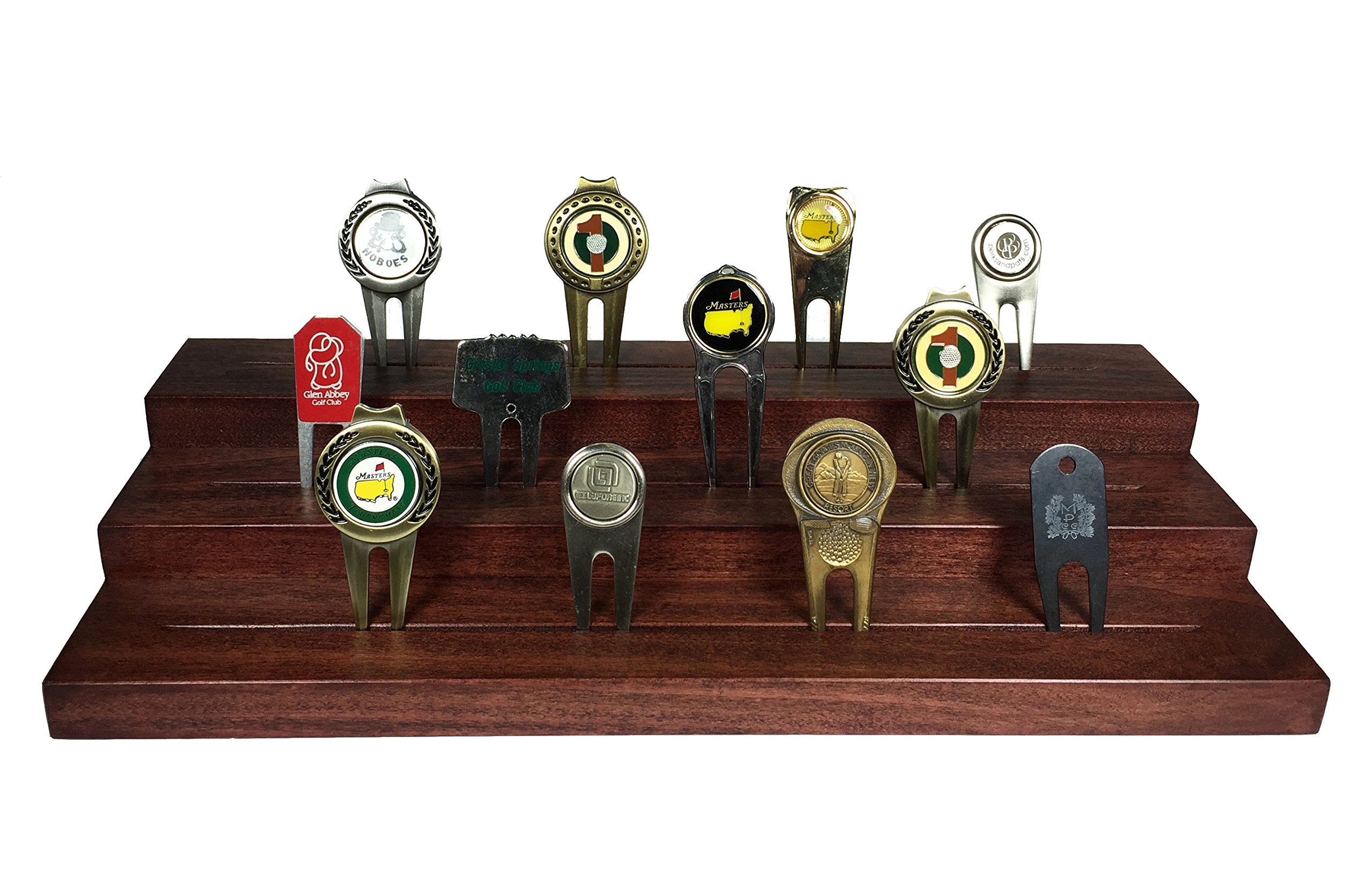 Golf Divot Tool Step Display | Cherry Finish | Solid Hardwood | Measures 14