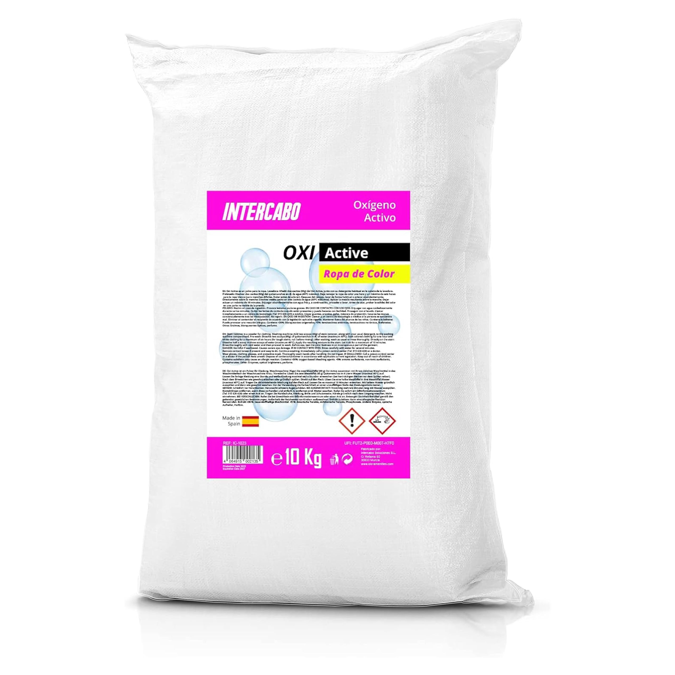 Smacchiatore in polvere per capi colorati 10 kg - Booster al lavaggio con ossigeno attivo - Rimuove macchie senza scolorire - Uso professionale o domestico - INTERCABO