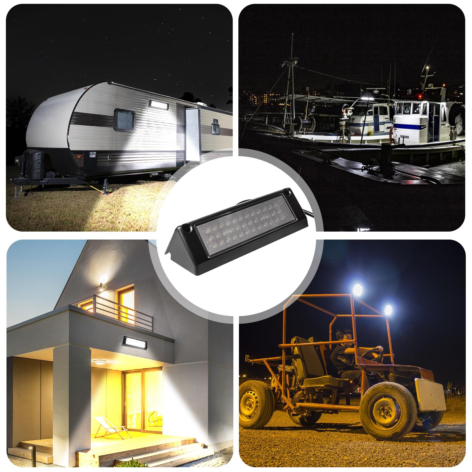 Leikurvo Éclairage De Plaque D'immatriculation LED: Lampe Extérieure 12V, Lumière Étanche IP67, Résistante Aux Chocs, pour Caravane Et Véhicule De Loisirs (Noir)