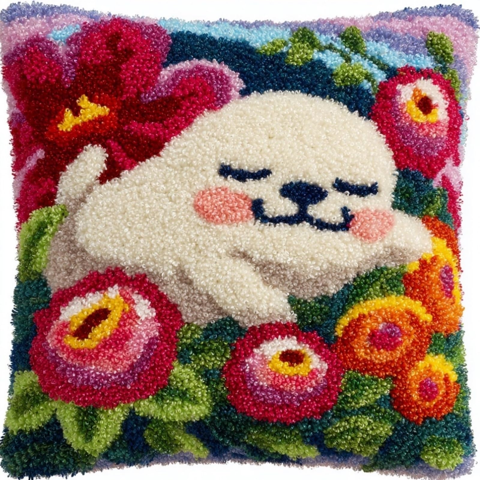 AxiangziK Latch Hook Cushion Kits for Beginners,Flowers and Otters