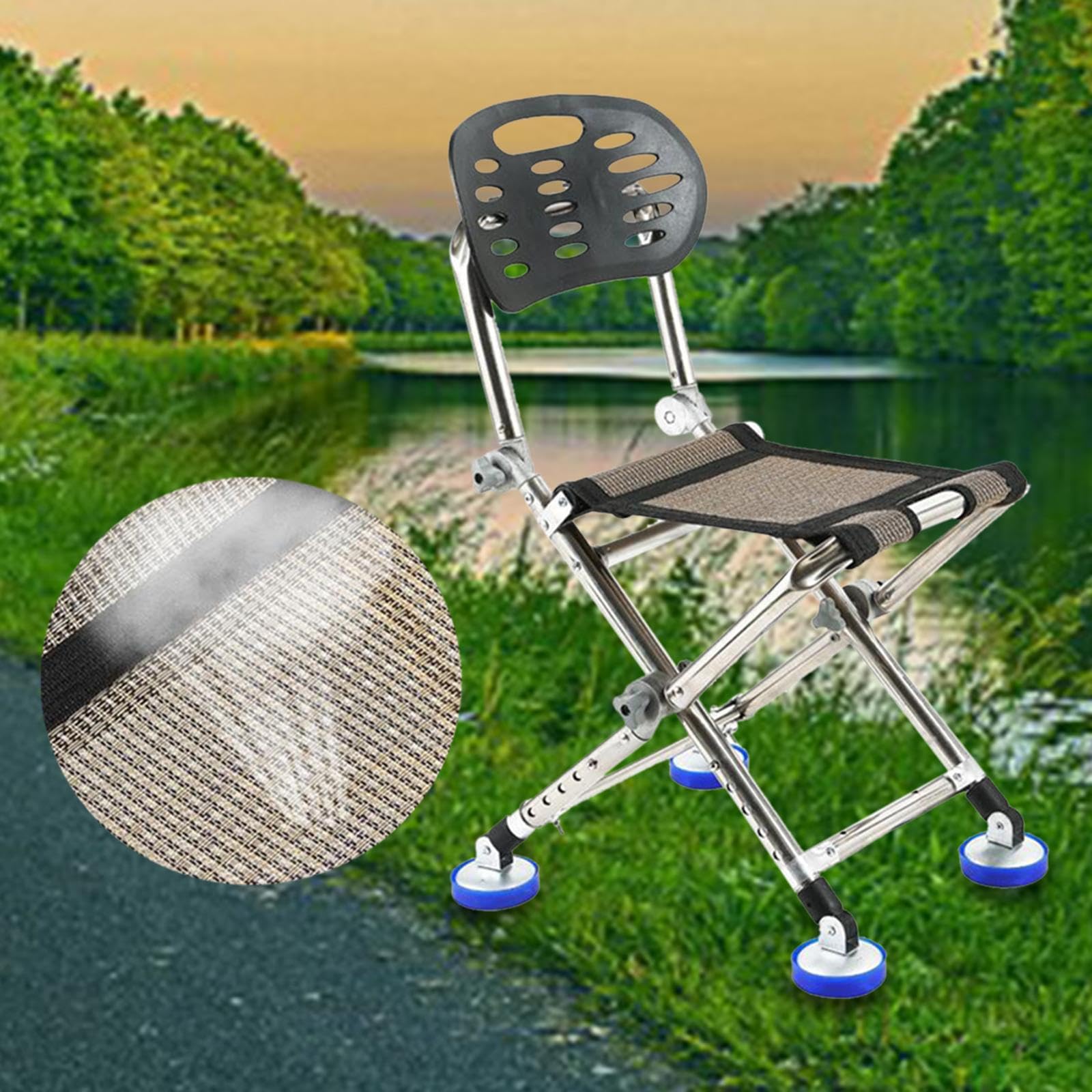 Perfeclan Angelstuhl, Strandstuhl, 150 kg, robuster Sitz, tragbar, langlebig, Campinghocker, zusammenklappbar, mit Rückenlehne für Outdoor- und