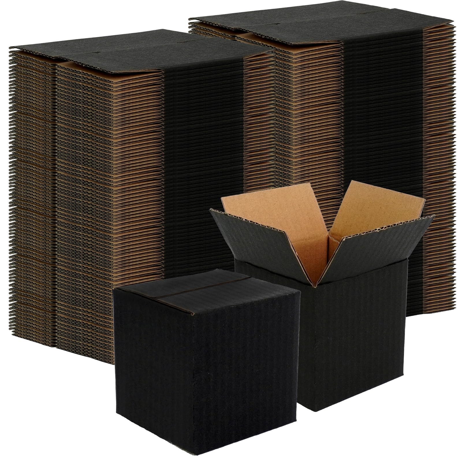 Photo 1 of PEDOBALI Black Corrugated Cardboard Packing Boxes (4x4x4 Inch)