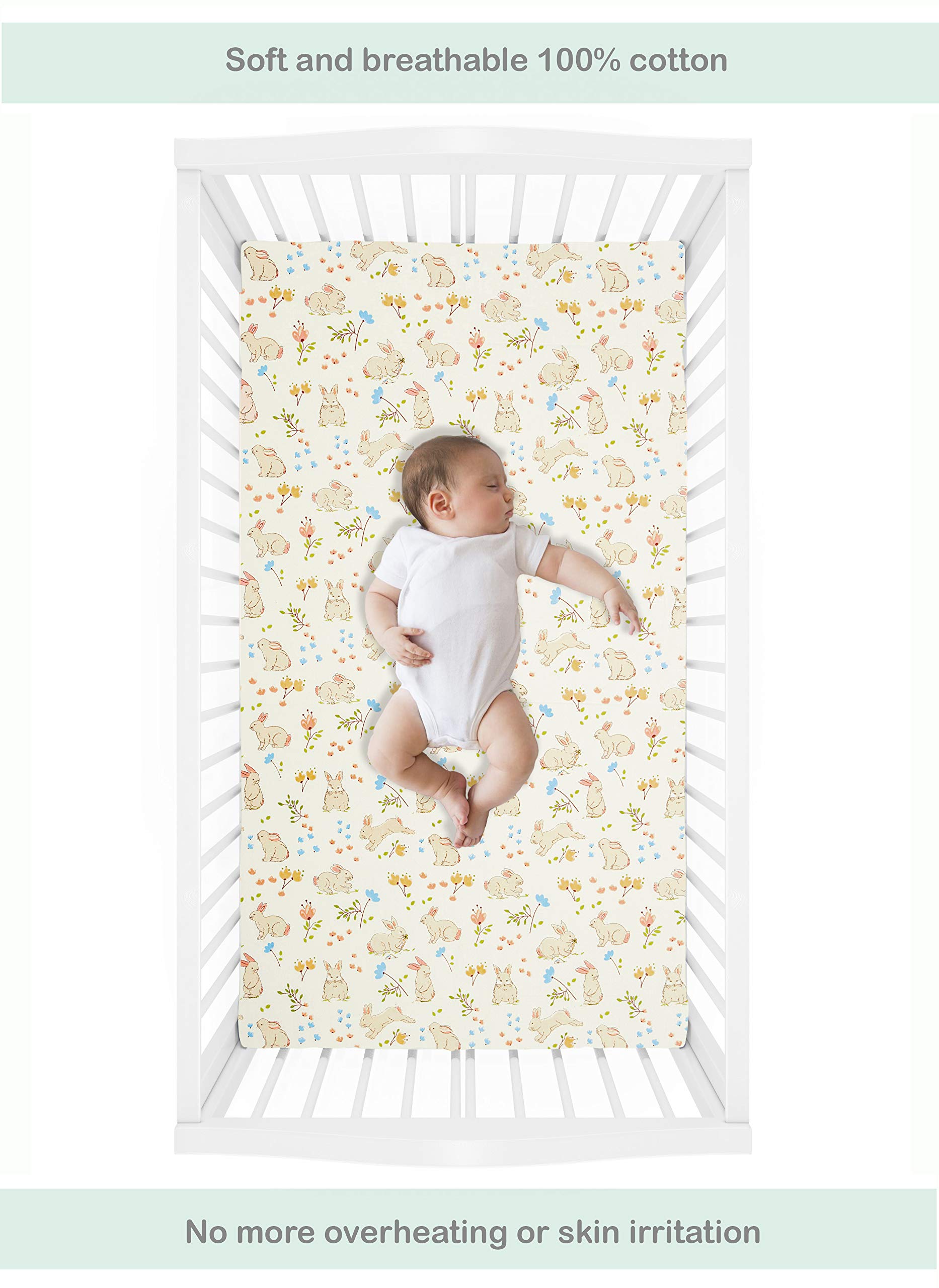 Abacadabra Cotton Flat Sheet - Soft & Breathable Crib Sheet -3
